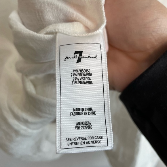 7 For All Mankind Womens Short Sleeve Lace Up Flutter Top White XS Peasant - Picture 7 of 8